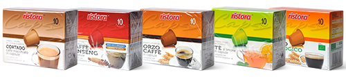 Nespresso Kompatible Kapseln Ristora: Kafee, Tee, Gerste, Ginseng