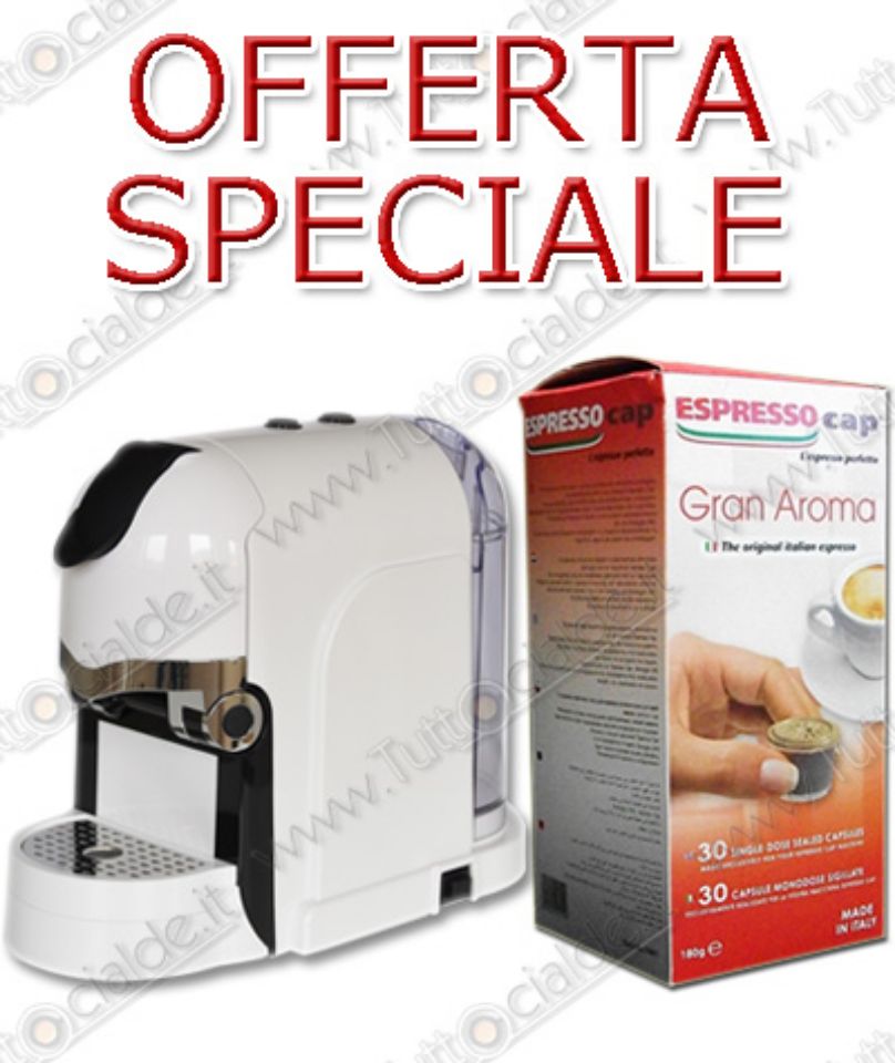 Bild von Kaffeemaschine Termozeta Tekna Weiss + 120 Kapseln Gran Aroma (Kapsel-System Espresso Cap)