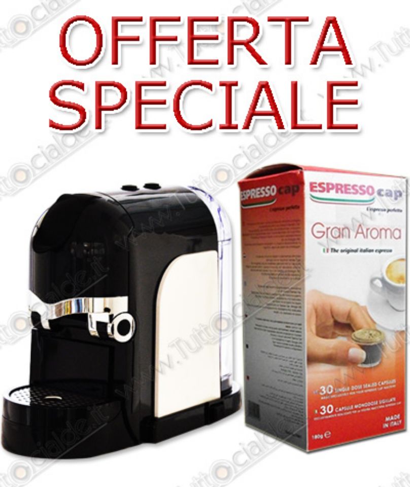 Bild von Kaffeemaschine Termozeta Tekna Schwarz + 120 Kapeln Gran Aroma (Kapsel-System Espresso Cap) 