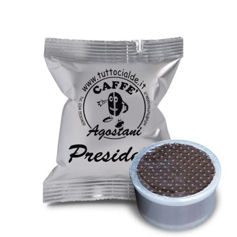 Bild von 100 Kaffeekapseln Agostani PRESIDENT Einzeldosis kompatibel mit Kaffeemaschine LAVAZZA Point El3200 und Pininfarina