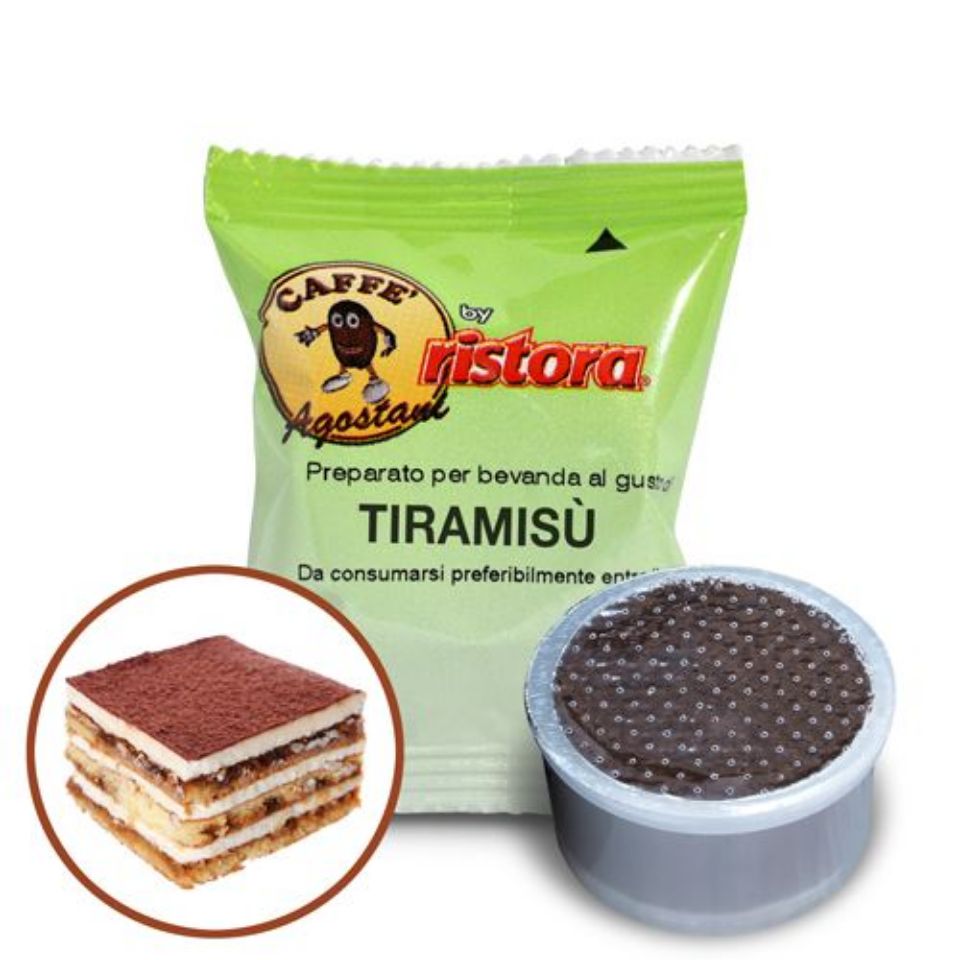 Bild von 50 Kapseln Cappuccino Agostani by Ristora aromatisiert Geschmack TIRAMISU kompatibel Lavazza POINT