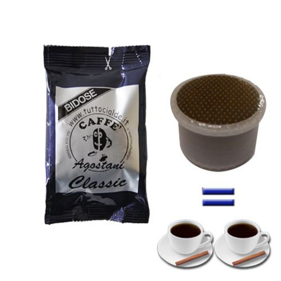 Bild von 100 Doppeldosiskapseln Agostani Classic  für 200 Kaffee kompatibel mit Kaffeemaschinen Lavazza caffè e cappuccino ohne Adapter 