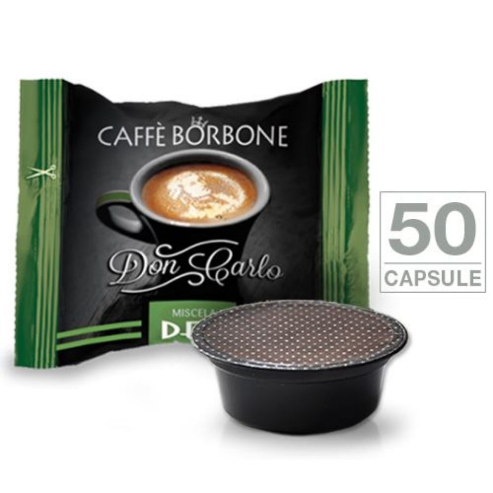 Bild von 50 Kapseln Don Carlo caffè Borbone Mischung GRÜN ENTKOFFEINIERT (alternativ Lavazza A Modo Mio)