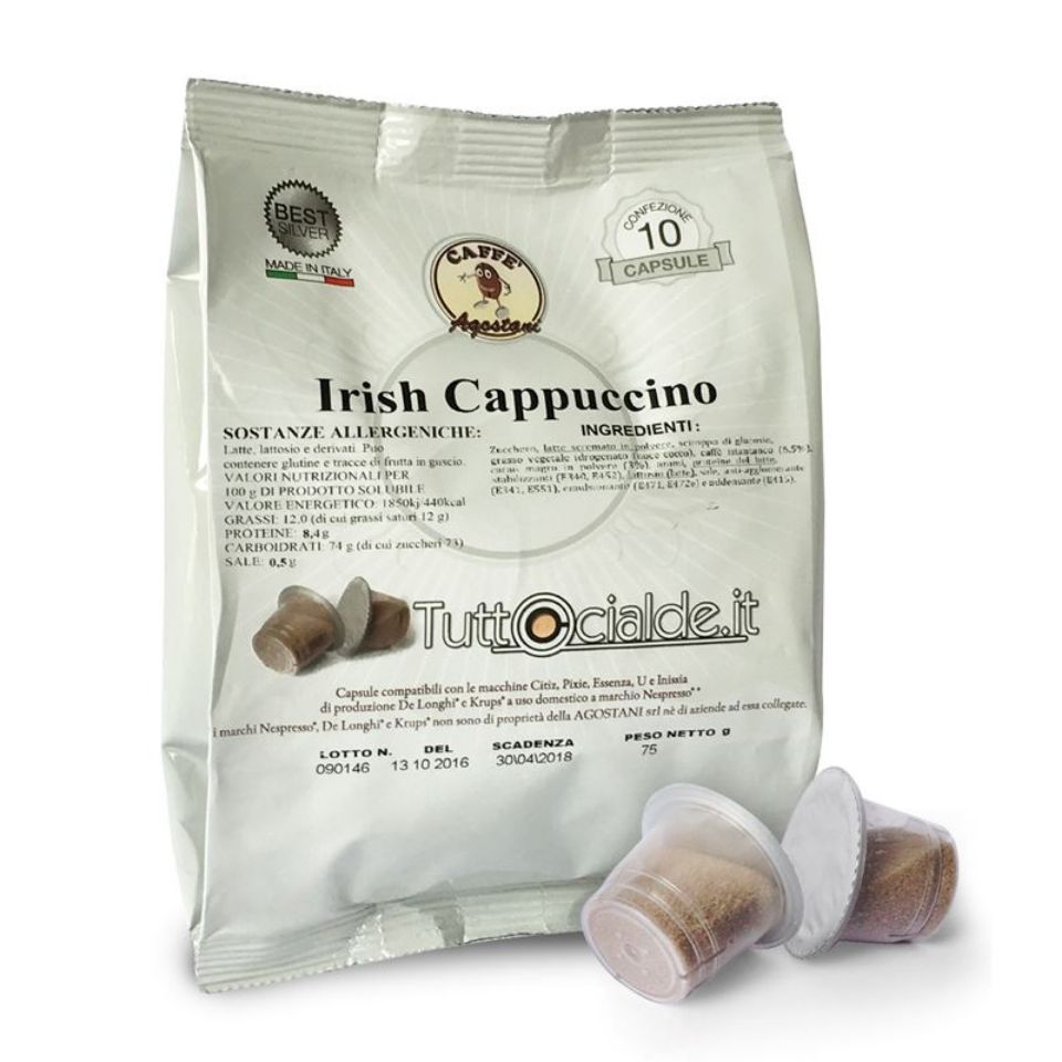 Bild von 10 Kapseln Irish Cappuccino Agostani Best Silver kompatibel Nespresso