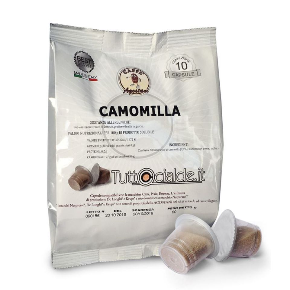 Bild von 10 Kapseln Kamillentee/Camomilla Agostani Best Silver kompatibel Nespresso Bild von 10 Kapseln Kamillentee/Camomilla Agostani Best Silver kompatibel Nespresso
