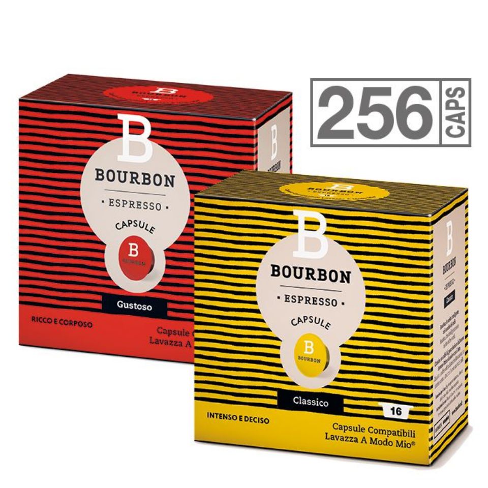 Bild von Angebot: 256 Kapseln Bourbon produziert von Lavazza kompatibel A Modo Mio Spedition kostenlos Bild von Angebot: 256 Kapseln Bourbon produziert von Lavazza kompatibel A Modo Mio Spedition kostenlos