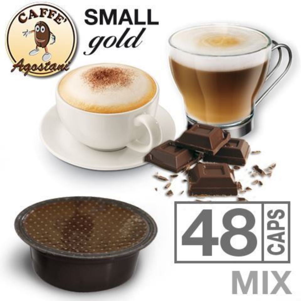 Bild von MIX 48 Kapseln Cortado, Cioccolato und Cappuccino Agostani Small Gold kompatibel Lavazza A Modo Mio