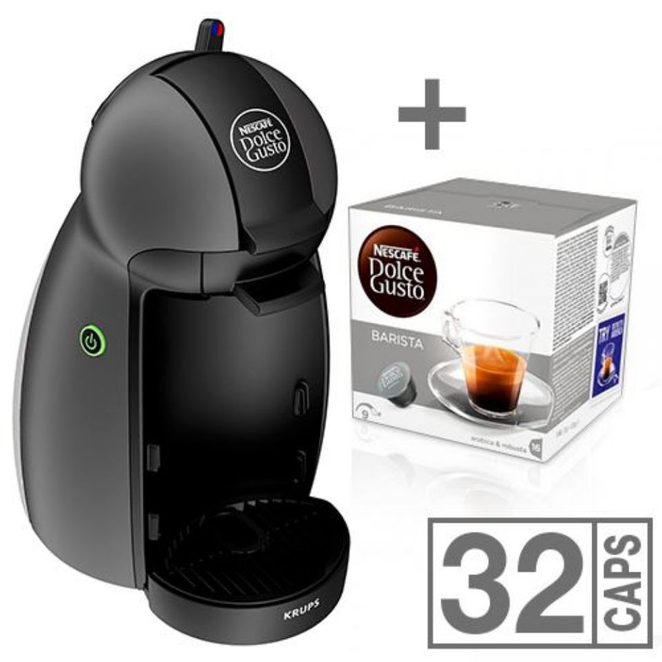 Bild von ANGEBOT: Kaffeemaschine Piccolo Anthrazit De'Longhi Nescafé Dolce Gusto + 32 kaps Barista