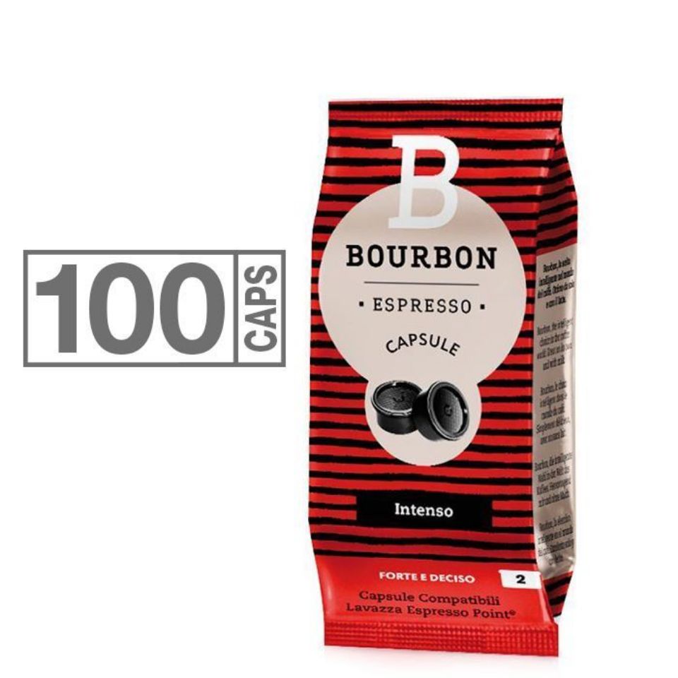 Bild von 100 Kapseln Bourbon INTENSO produziert von Lavazza kompatibel Espresso Point