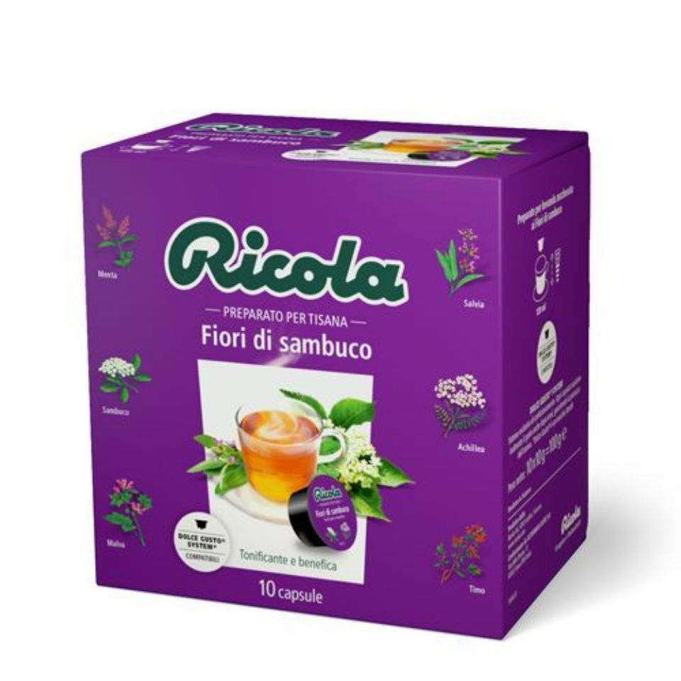 Bild von 10 Kapseln Kräutertee Fiori di Sambuco kompatibel mit Nescafé Dolce Gusto Bild von 10 Kapseln Kräutertee Fiori di Sambuco kompatibel mit Nescafé Dolce Gusto