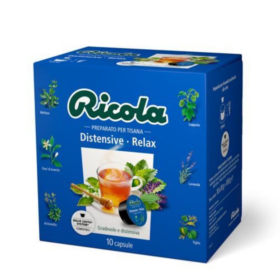 Bild von 10 Kapseln Kraeutertee Ricola Distensiva/Relax kompatibel mit Nescafè Dolce Gusto