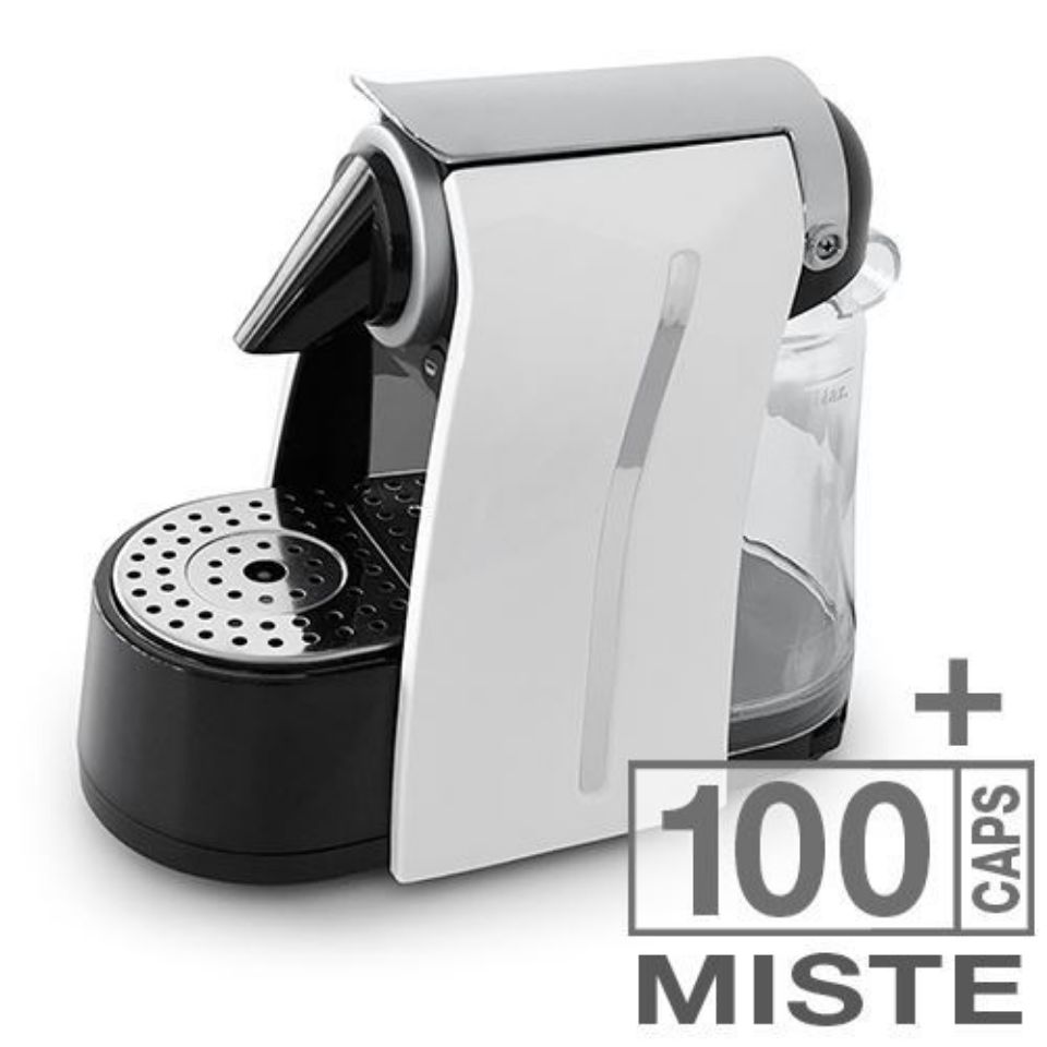 Bild von Weiße ZOE Kaffeemaschine + 100 gemischte Agostani Nespresso kompatible Kapseln