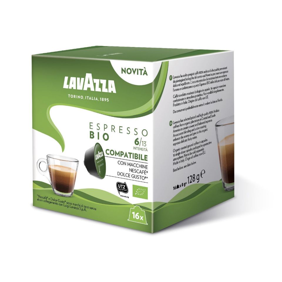 Bild von 16 Kaffeekapseln Lavazza Espresso Bio kompatibel Nescafè Dolce Gusto
