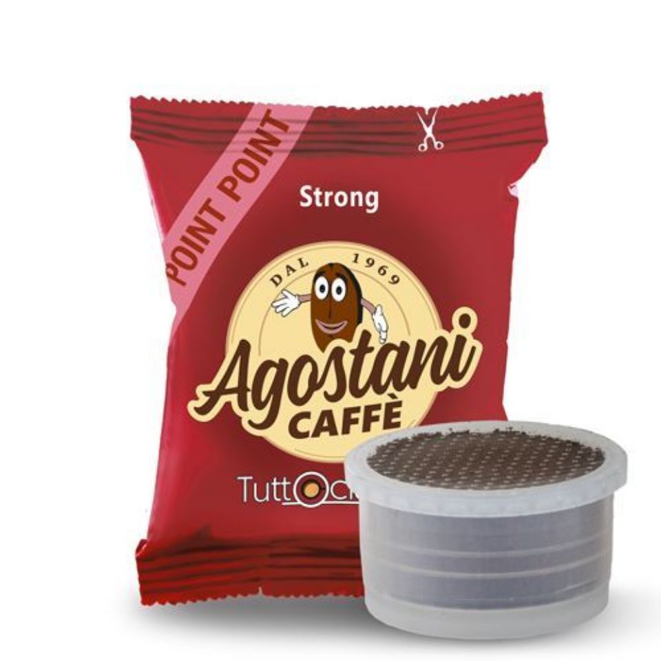 Bild von 100 Kaffeekapseln Agostani STRONG Einzeldosis kompatibel mit Kaffeemaschine LAVAZZA Point El3200 und Pininfarina 