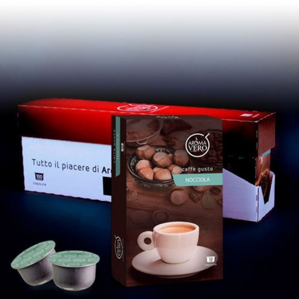 Bild von 100 Kaffeekapseln mit Haselnussgeschmack True Aroma mit kostenlosem Versand