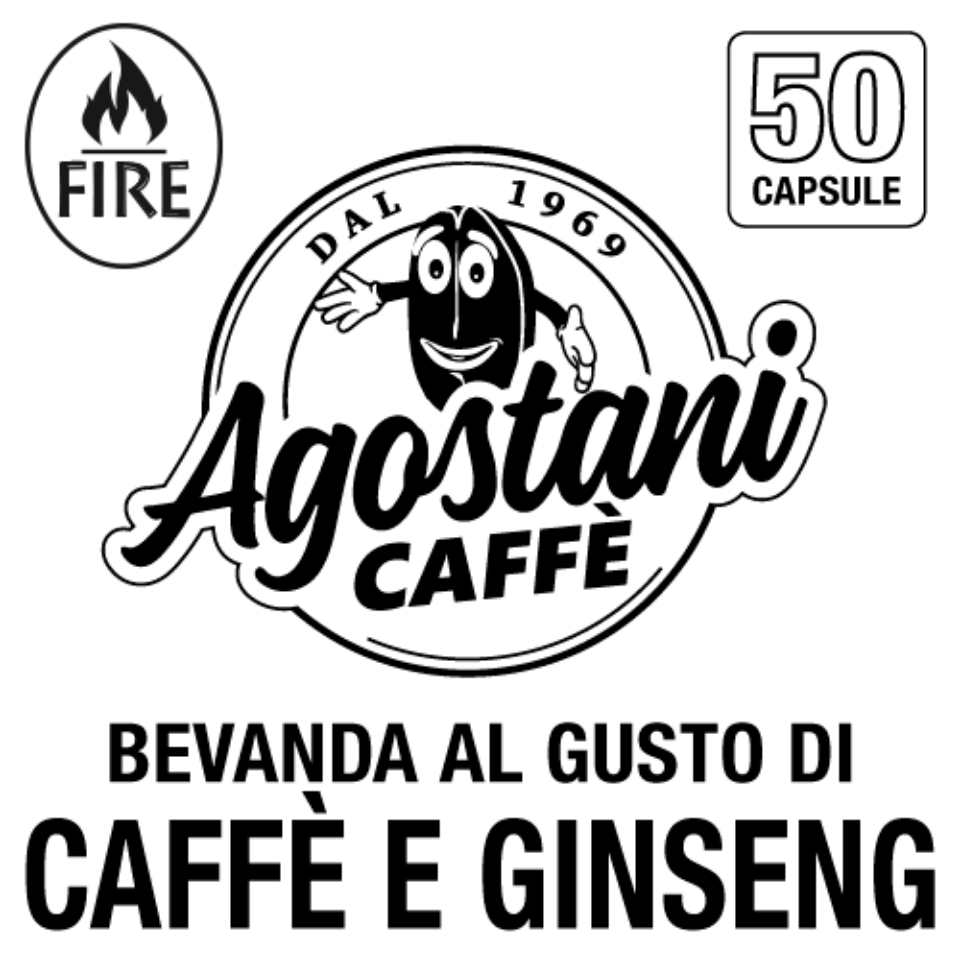 Bild von 50 Kapseln aromatisiertes Getränk aus KAFFEE UND GINSENG Agostani Fire kompatibel mit HIM, Espressitaliani und Italico