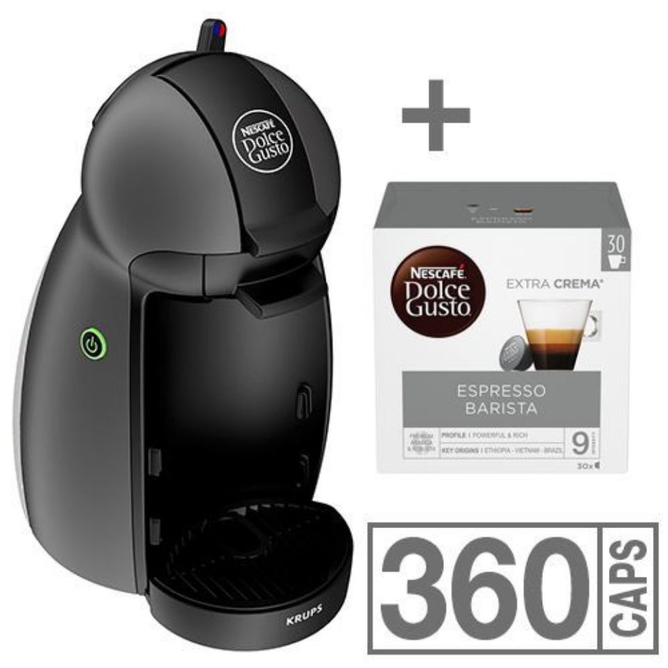 Bild von ANGEBOT: Kaffeemaschine Piccolo Anthrazit Krups Nescafé Dolce Gusto + 360 kaps Barista