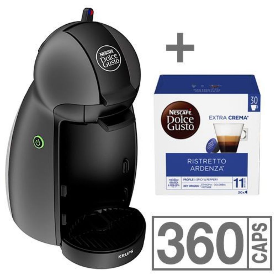 Bild von ANGEBOT: Kaffeemaschine Piccolo Anthrazit Krups Nescafé Dolce Gusto + 360 kaps Ardenza