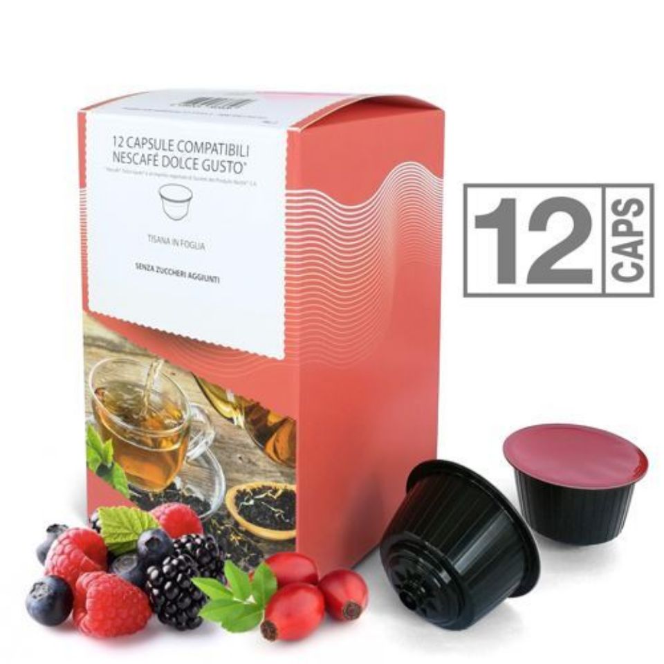 Bild von 12 Kapseln Kräuterteeblätter und Waldbeeren kompatibel Nescafé Dolce Gusto