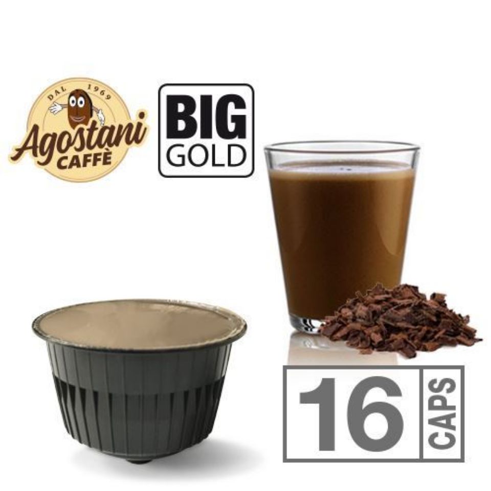 Bild von 16 Kapseln Agostani BIG GOLD Schokolade kompatibel Nescafè Dolce Gusto