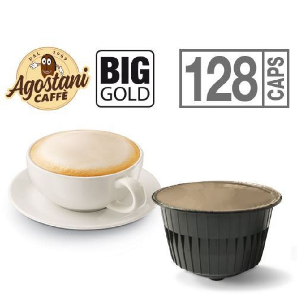 128 Kapseln Agostani Big Gold CAPPUCCINO kompatibel Nescafé Dolce Gusto mit  kostenlosem Versand