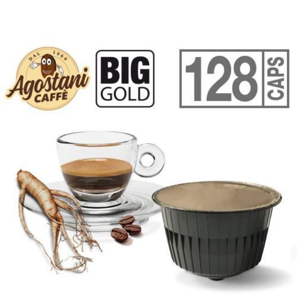 Bild von 128 Kapseln GINSENG Agostani Big Gold kompatibel Nescafé Dolce Gusto mit kostenlosem Versand