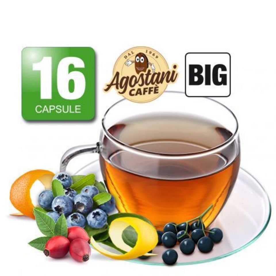 Bild von 16 Kapseln Agostani Big Gemischter Früchtetee mit Heidelbeeren kompatibel Nescafé Dolce Gusto
