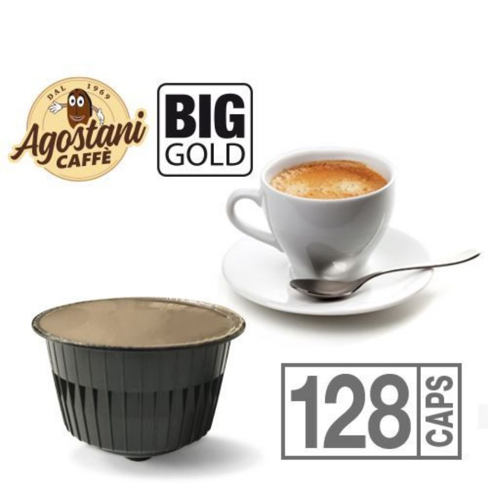 Bild von 128 Kaffeekapseln Agostani BIG GOLD Espresso Deca kompatibel Nescafé Dolce Gusto