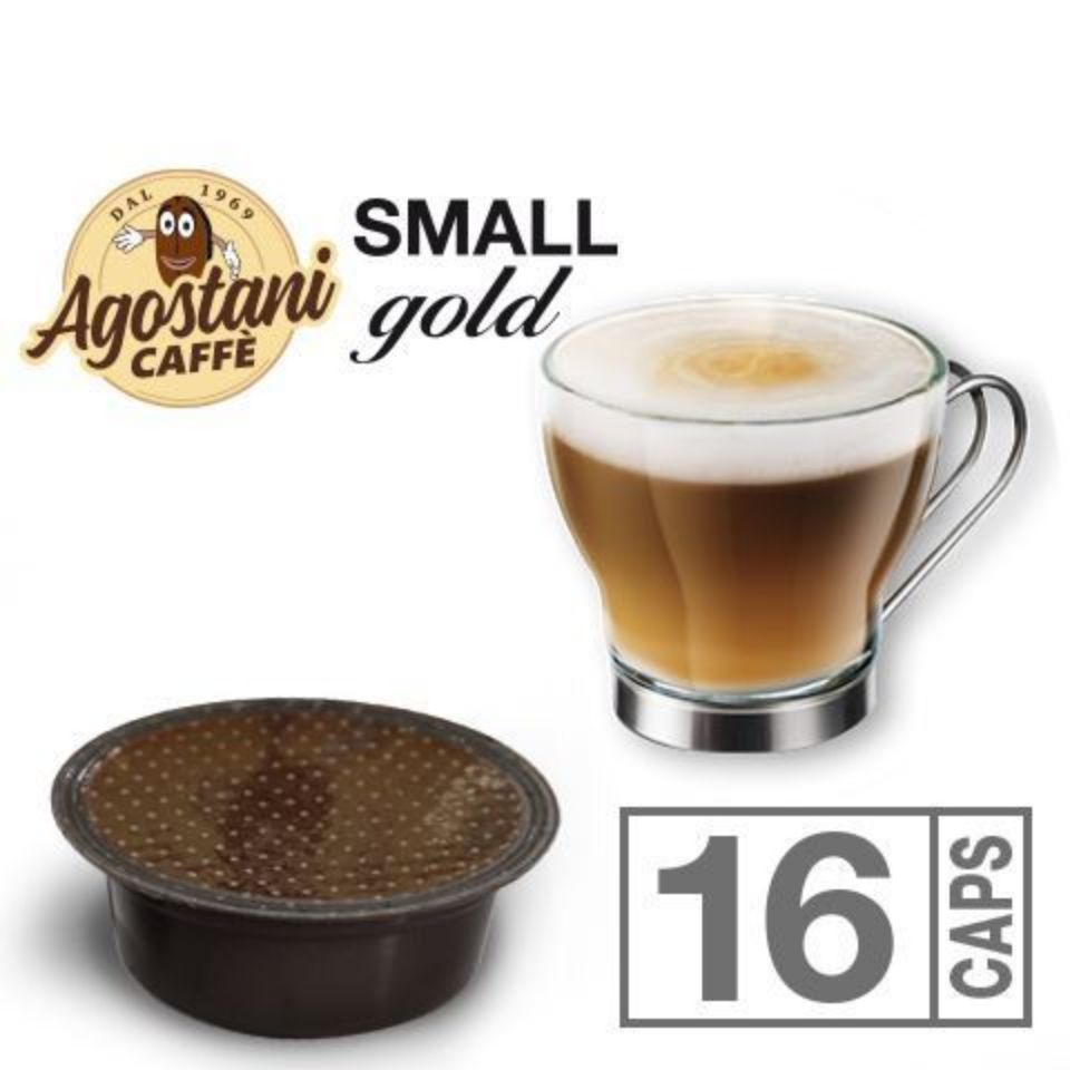 Bild von 16 Kapseln Cortado caffè macchiato Agostani Small Gold kompatibel Lavazza a Modo Mio