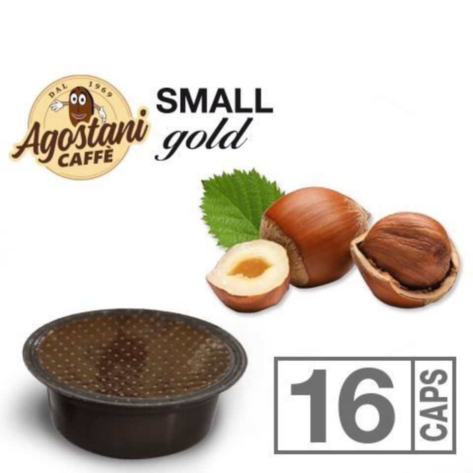 Bild von 16 Kapseln cappuccino Aroma Haselnuss Agostani Small Gold kompatibel Lavazza a Modo Mio