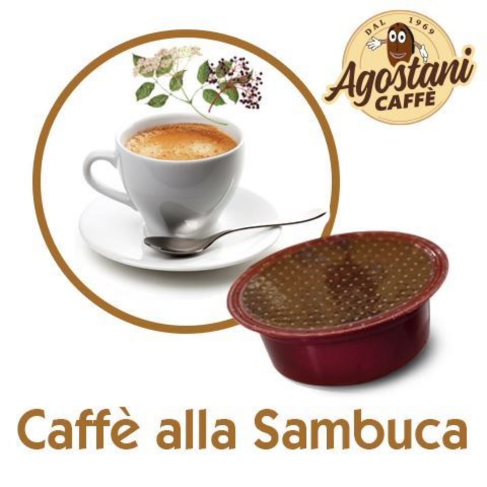 Bild von 16 Kapseln gezuckerter Holunderkaffee Sambuca Agostani SMALL kompatibel Lavazza A Modo Mio