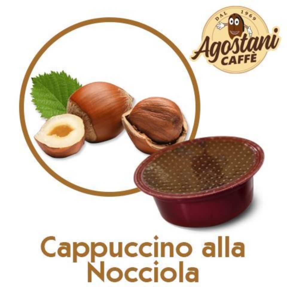 Bild von 16 Kapseln cappuccino Aroma Haselnuss Agostani SMALL kompatibel Lavazza a Modo Mio