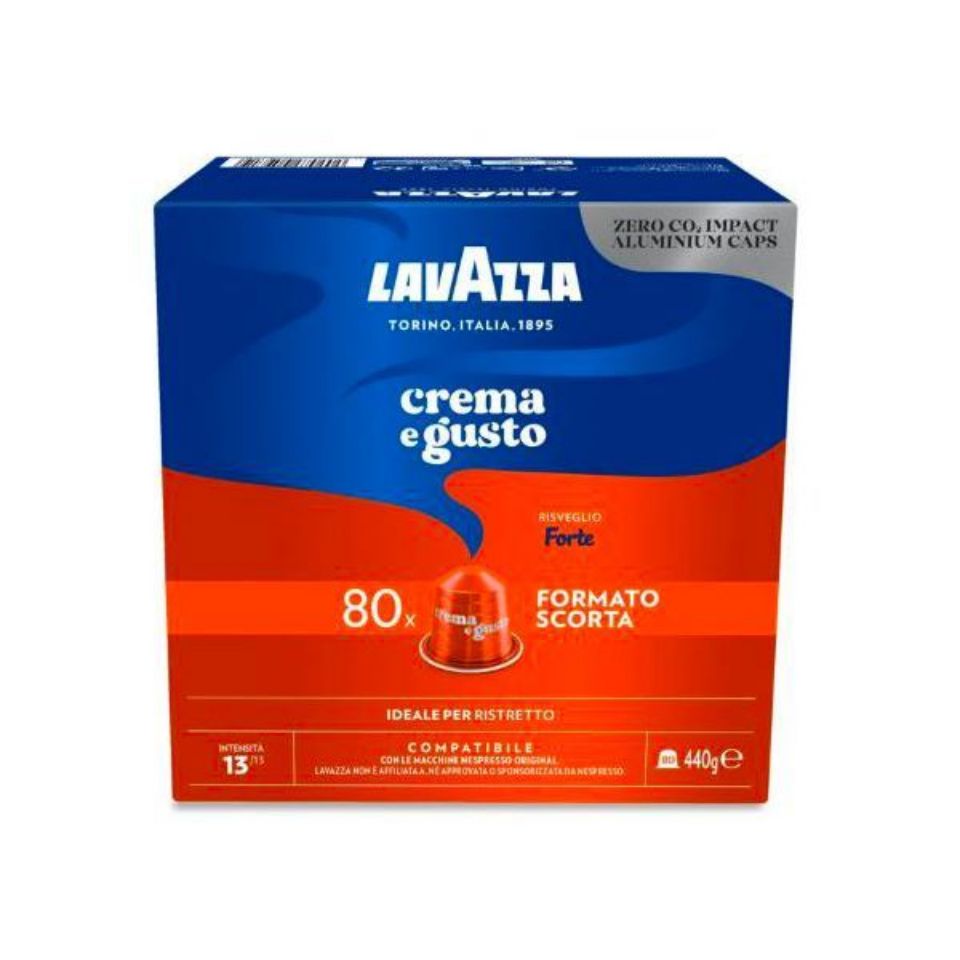 80 capsule in alluminio caffè Lavazza Crema e Gusto Forte compatibili Nespresso