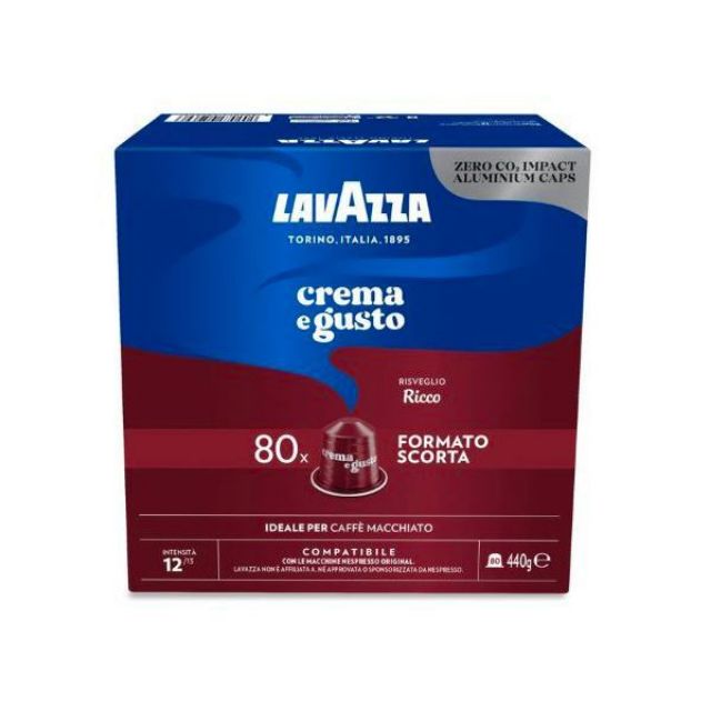Zeige Details für 80 Aluminiumkapseln Kaffee Lavazza Crema e Gusto Ricco kompatibel mit Nespresso Bild von 80 Aluminiumkapseln Kaffee Lavazza Crema e Gusto Ricco kompatibel mit Nespresso