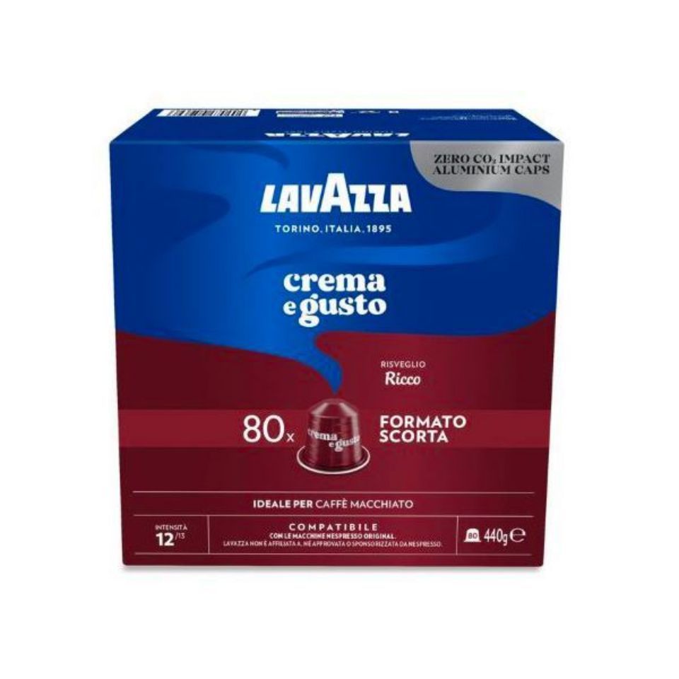 80 capsule in alluminio caffè Lavazza Crema e Gusto Ricco compatibili Nespresso