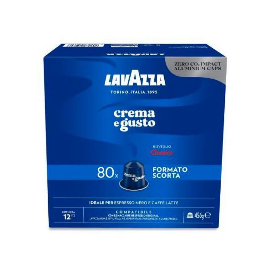 80 capsule in alluminio caffè Lavazza Crema e Gusto Classico compatibili Nespresso