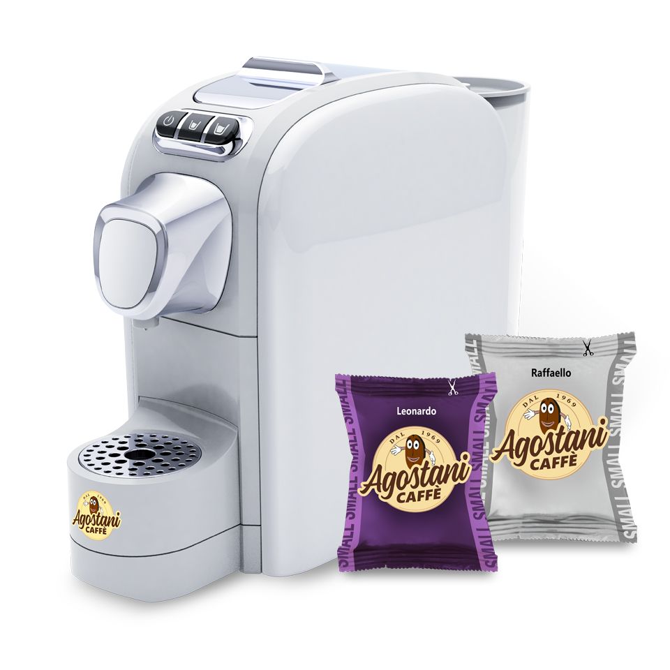 Bild von Angebot: Agostani Small Cup Kaffeemaschine Bianca + 200 Agostani Kaffeekapseln small Small Line Kapseln