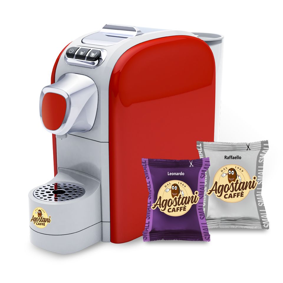Bild von Angebot: Agostani Small Cup Kaffeemaschine Rossa + 200 Agostani Kaffeekapseln smallani Small Line Kapseln