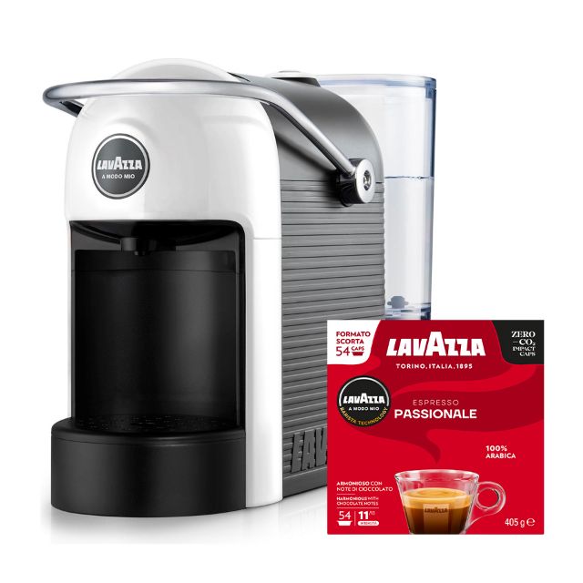 Zeige Details für Angebot: JOLIE Bianca Kaffeemaschine + 216 Lavazza Caps A Modo Mio Passionale mit kostenlosem Versand Bild von Angebot: JOLIE Bianca Kaffeemaschine + 216 Lavazza Caps A Modo Mio Passionale mit kostenlosem Versand