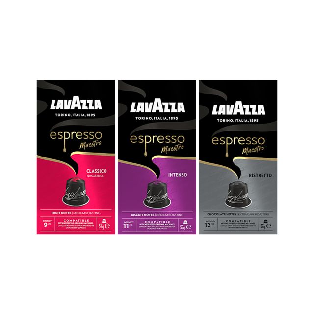 Bild von MIX 120 Aluminium-Kapseln Lavazza Maestro Ristretto, Intenso, Classico Kompatibel Nespresso