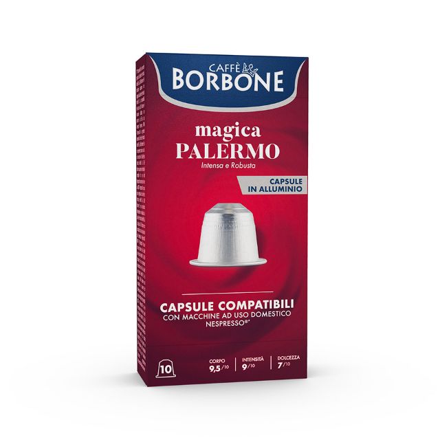 Zeige Details für 100 Aluminiumkapseln Caffè Borbone Mischung MAGICA PALERMO kompatibel mit Nespresso Bild von 100 Aluminiumkapseln Caffè Borbone Mischung MAGICA PALERMO kompatibel mit Nespresso