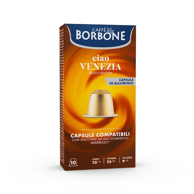 Zeige Details für 100 Aluminiumkapseln Caffè Borbone Mischung CIAO VENEZIA kompatibel mit Nespresso Bild von 100 Aluminiumkapseln Caffè Borbone Mischung CIAO VENEZIA kompatibel mit Nespresso