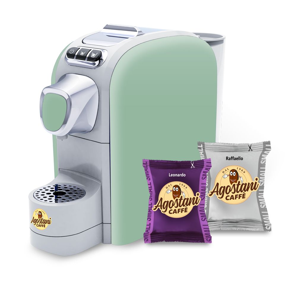 Bild von Angebot: Agostani Small Cup Kaffeemaschine Grün + 200 Agostani Kaffeekapseln small Small Line Kapseln