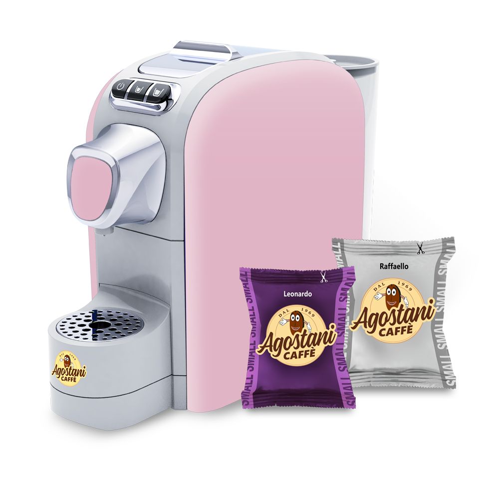 Bild von Angebot: Agostani Small Cup Kaffeemaschine Rosa + 200 Agostani Kaffeekapseln small Small Line Kapseln