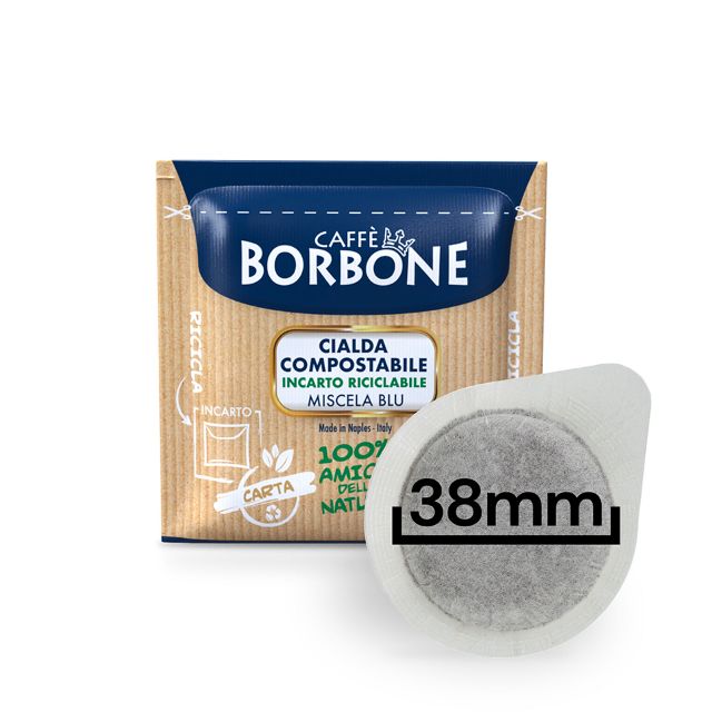 Bild von 100 Cialde caffè Borbone miscela BLU filtrocarta  38 mm 