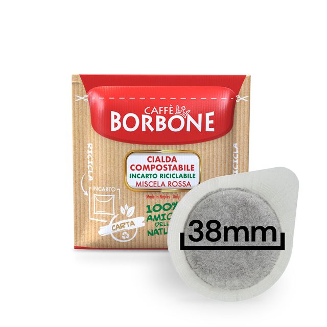Bild von 100 Cialde caffè Borbone miscela ROSSA filtrocarta  38 mm  