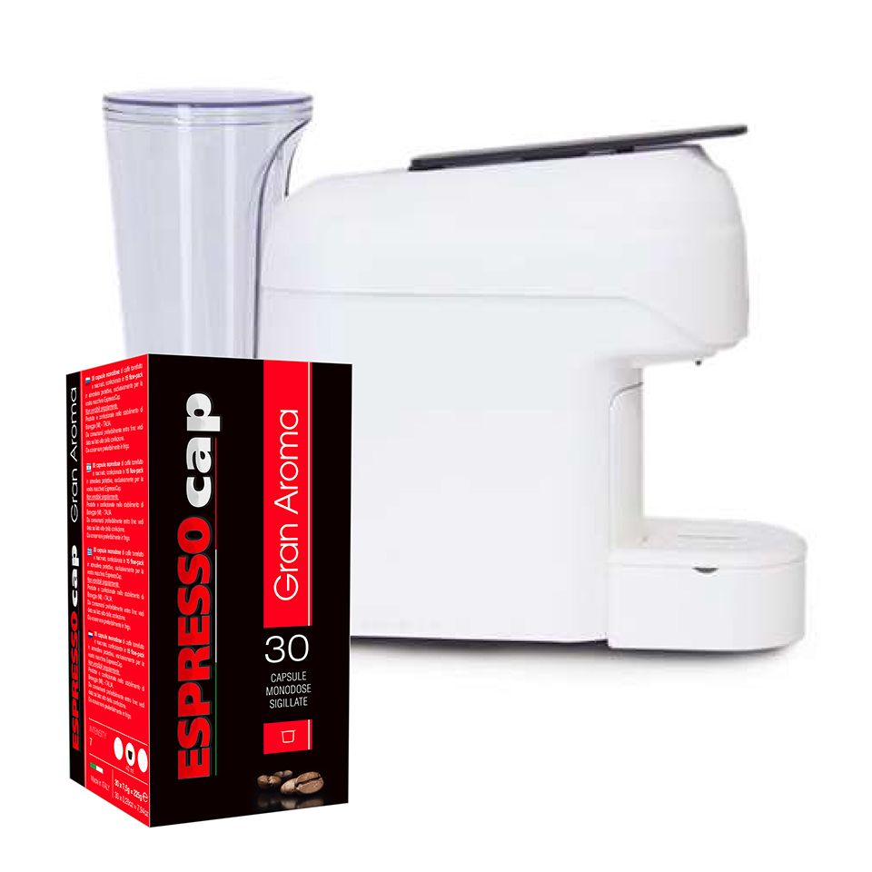Bild von Macchina Caffè Alba Bianca (per sistema a cialde Espresso Cap) + 120 capsule Gran Aroma