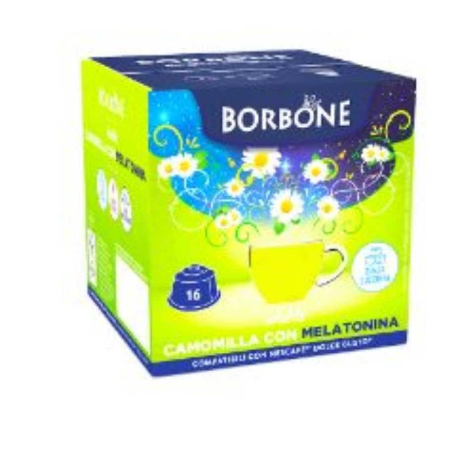 Bild von 16 Borbone-Kapseln, kompatibel mit Nescafè Dolce Gusto-Maschinen, basierend auf Kamillenextraktpulver mit Melatonin