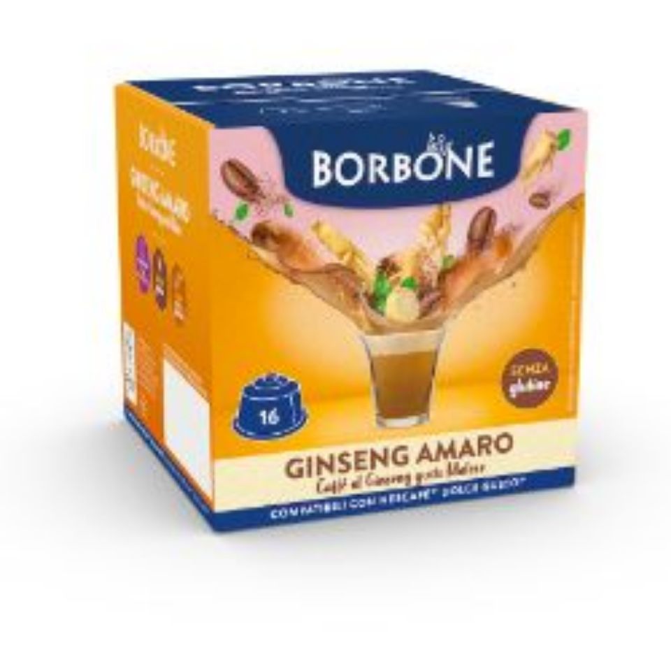 Bild von 16 Borbone-Kapseln, kompatibel mit Nescafè Dolce Gusto-Maschinen, Kaffee- und Bitter-Ginseng-Geschmack Bild von 16 Borbone-Kapseln, kompatibel mit Nescafè Dolce Gusto-Maschinen, Kaffee- und Bitter-Ginseng-Geschmack