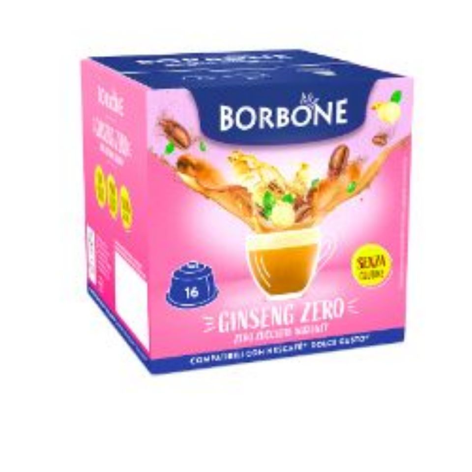Bild von 16 Borbone-Kapseln, kompatibel mit Nescafè Dolce Gusto-Maschinen, mit Milch und Ginseng, ohne Fettgehalt